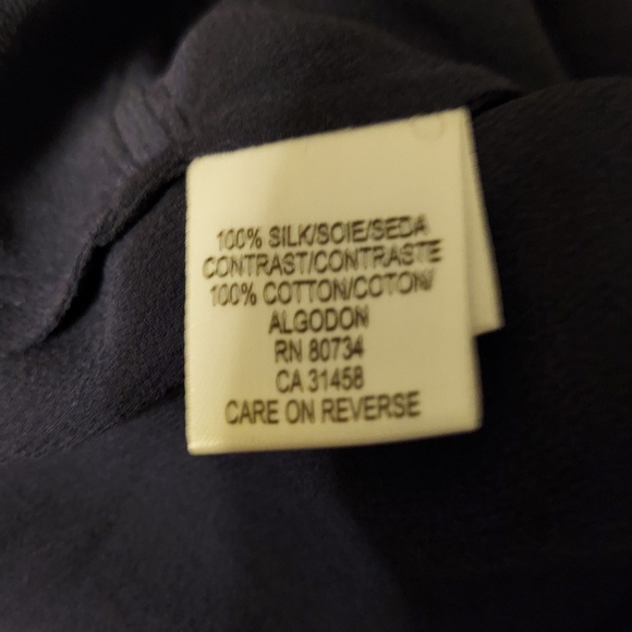 NWT BCBGMaxAzria Blue Sheer Silk Chiffon Top "Defect" 3/4 Sleeves Long Top S - Picture 9 of 9